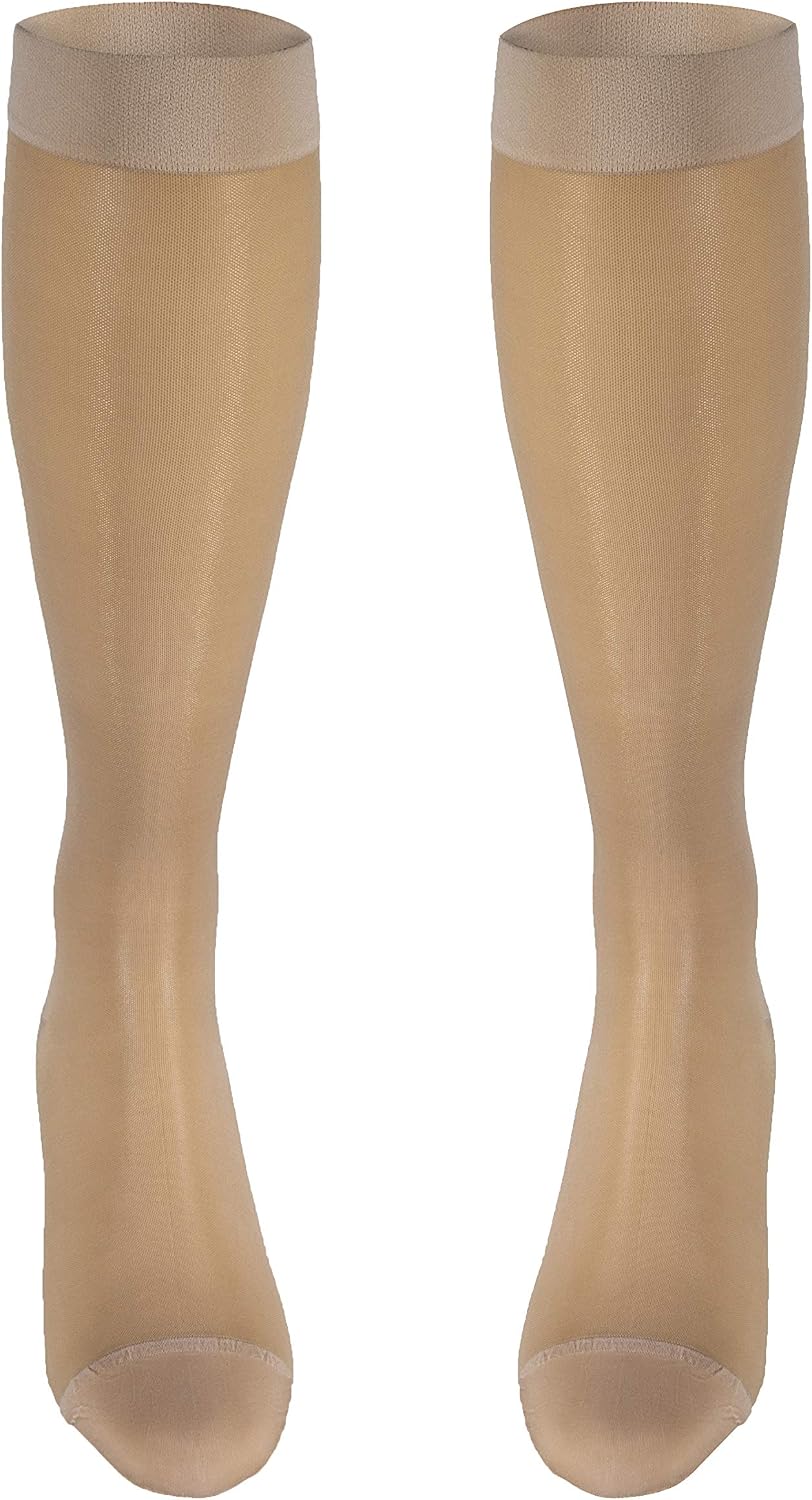 Sheer Compression Stockings 15-20 mmHg Knee High for Women