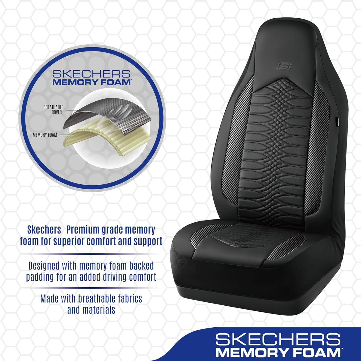 Memory Foam Car Seat Covers - Quilted Leather Front Seats
