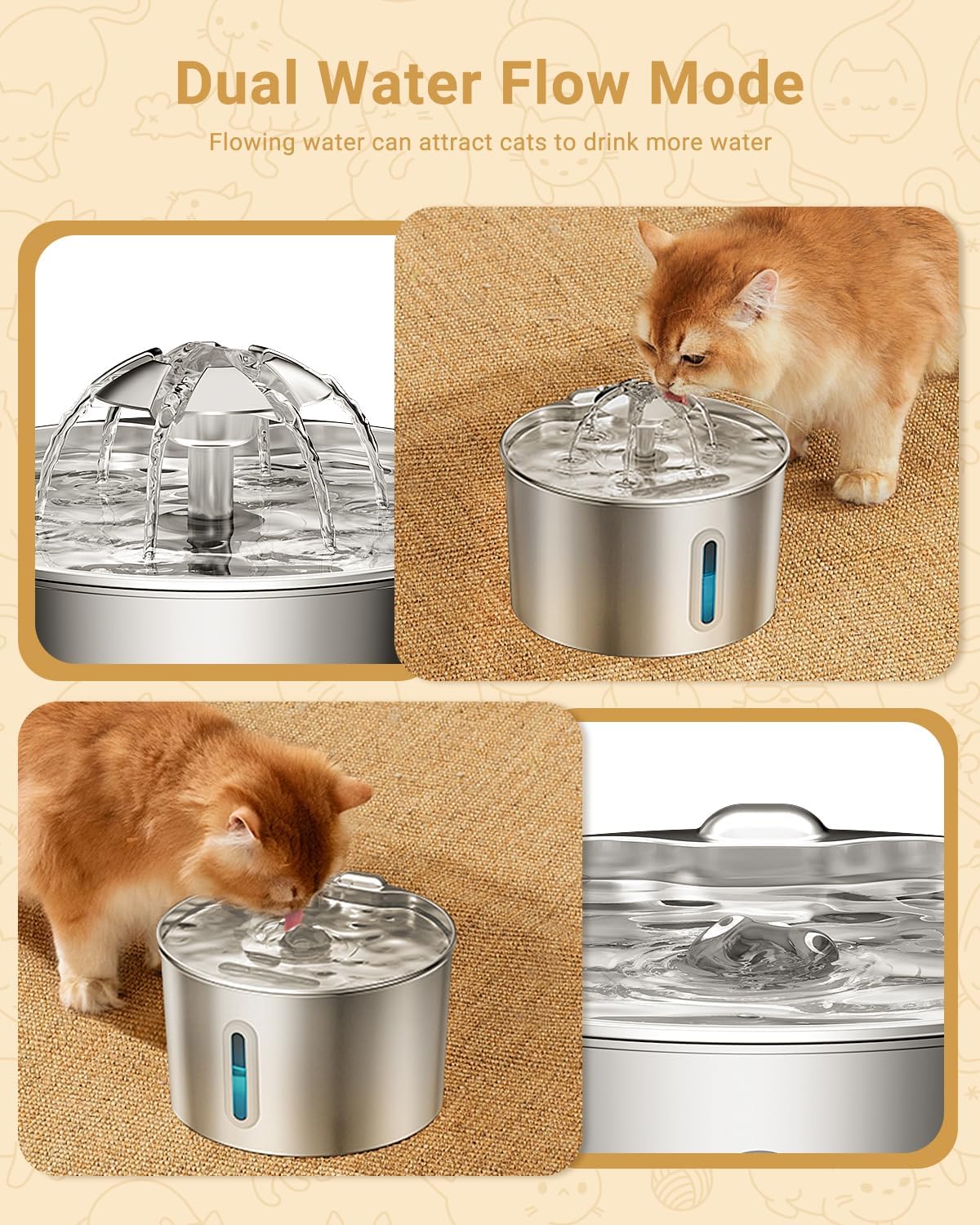 Stainless Steel Pet Water Fountain - Automatic Cat & Dog Dispenser
