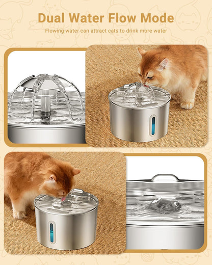 Stainless Steel Pet Water Fountain - Automatic Cat & Dog Dispenser