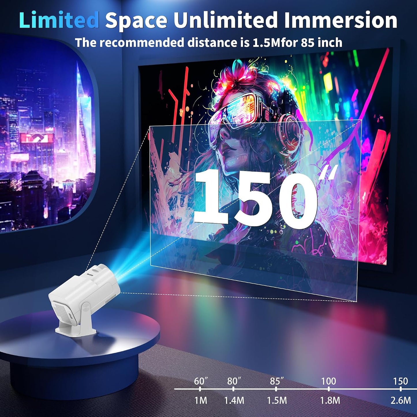 Mini Projector 4K 1080P WiFi 6 Bluetooth Rotatable Portable