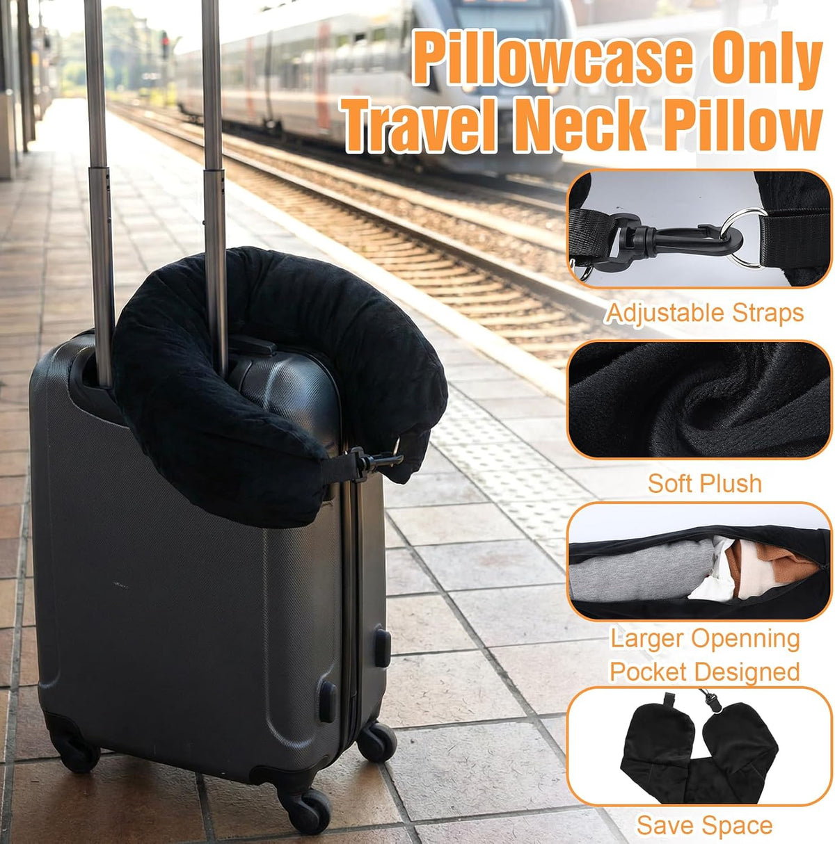Stuffable Travel Pillow with Clothes Storage Compartment