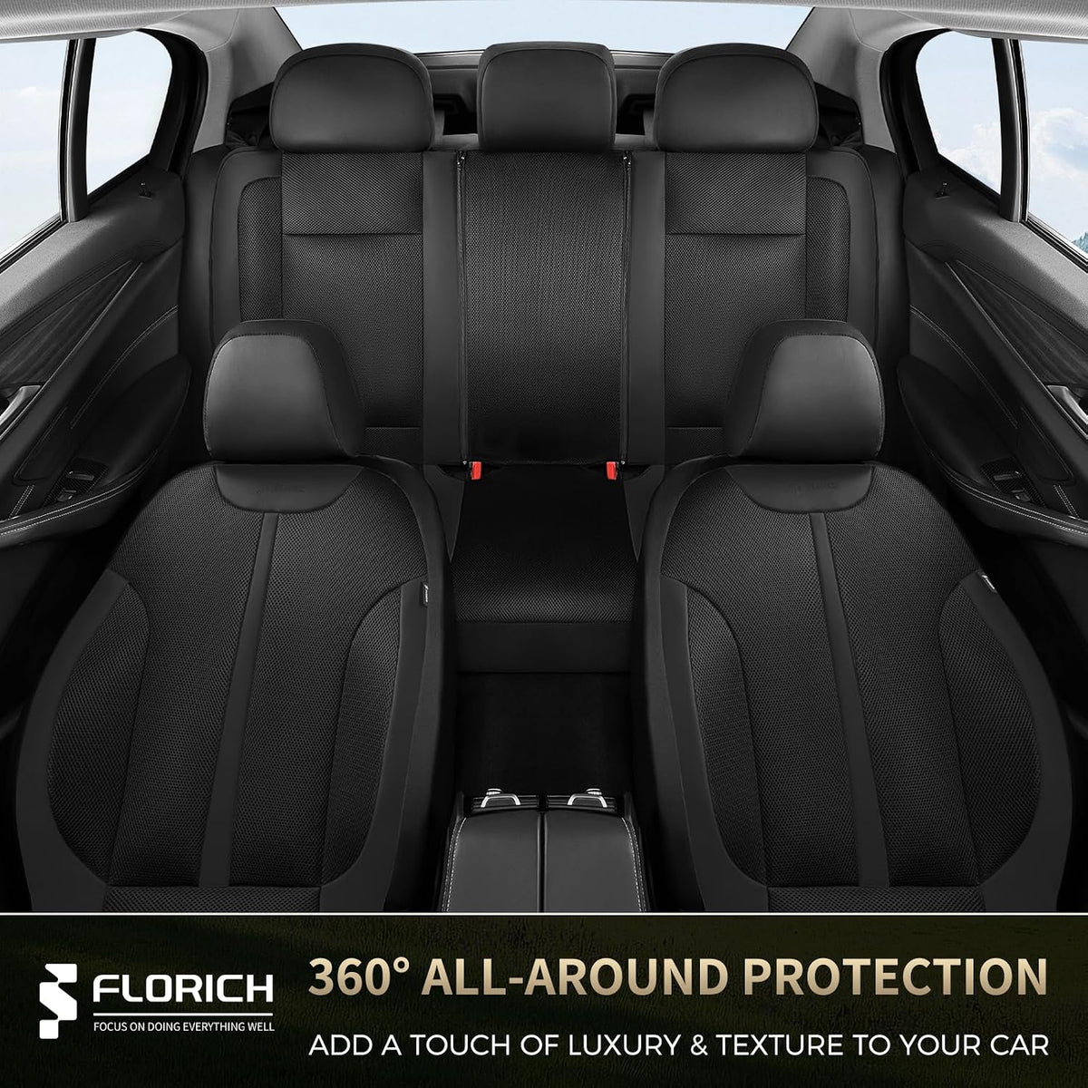 Premium Car Seat Covers Full Set - Universal Fit 5 Seats