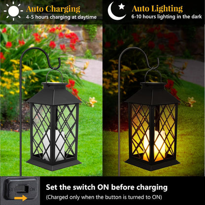 Solar Hollow Lanterns with Flickering LED Candle Light