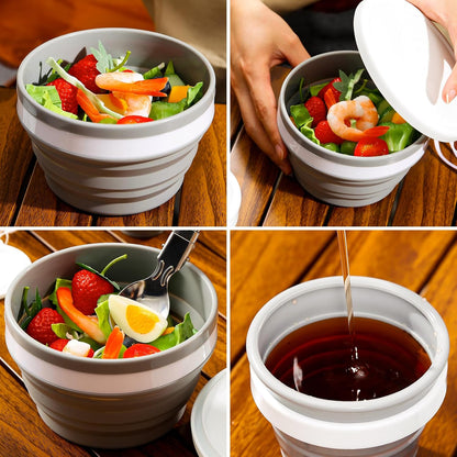 Collapsible Silicone Camping Cup & Bowl Set - Portable Kit