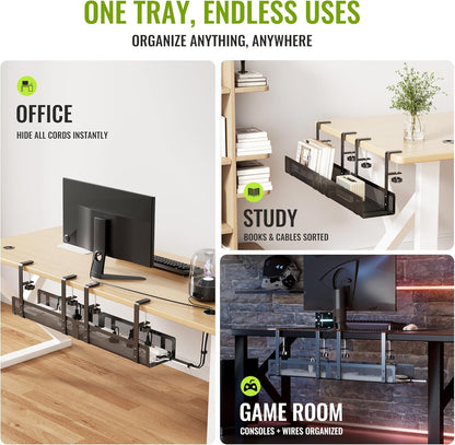 Under Desk Cable Management Tray - No Drill Wire Organizer