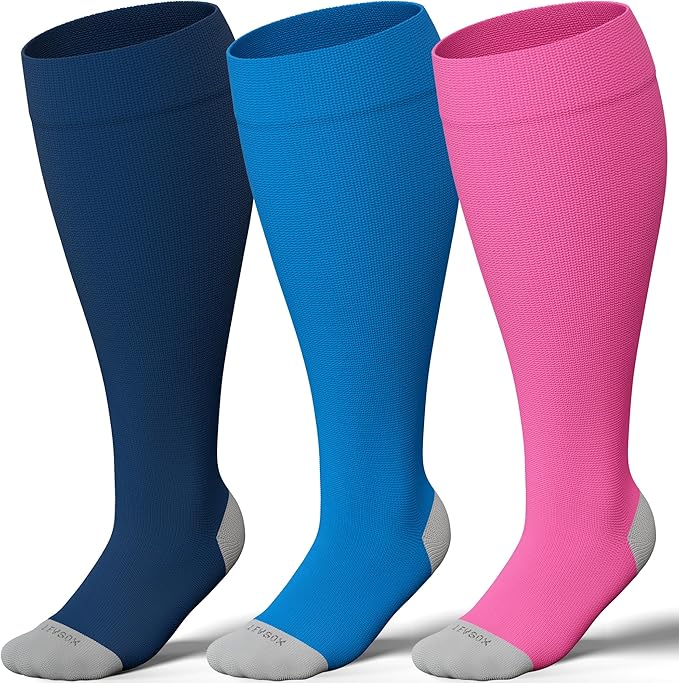 Plus Size Compression Socks 15-20 mmHg Wide Calf Knee High