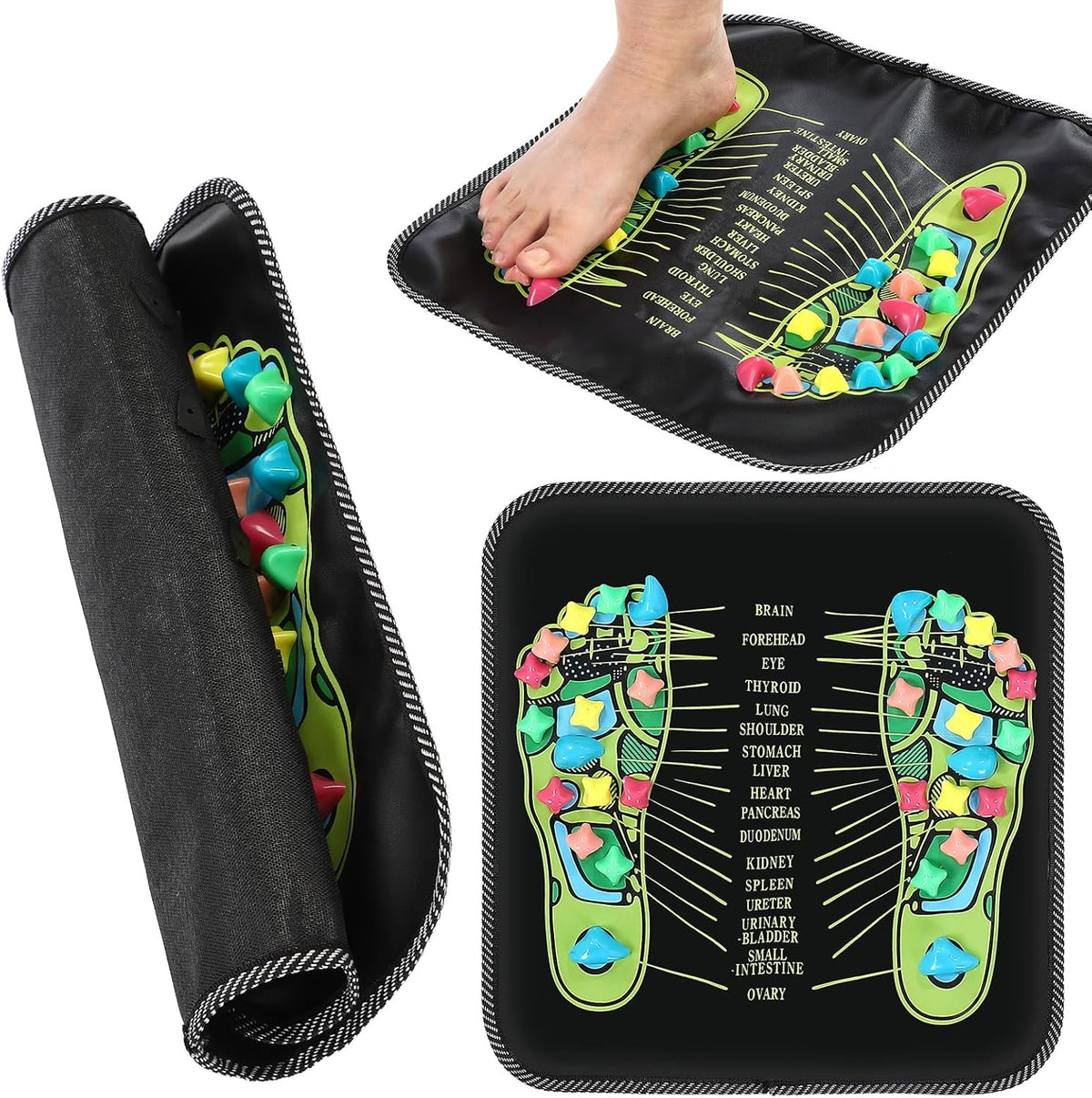 Foot Acupressure Massage Mat with Natural Stones