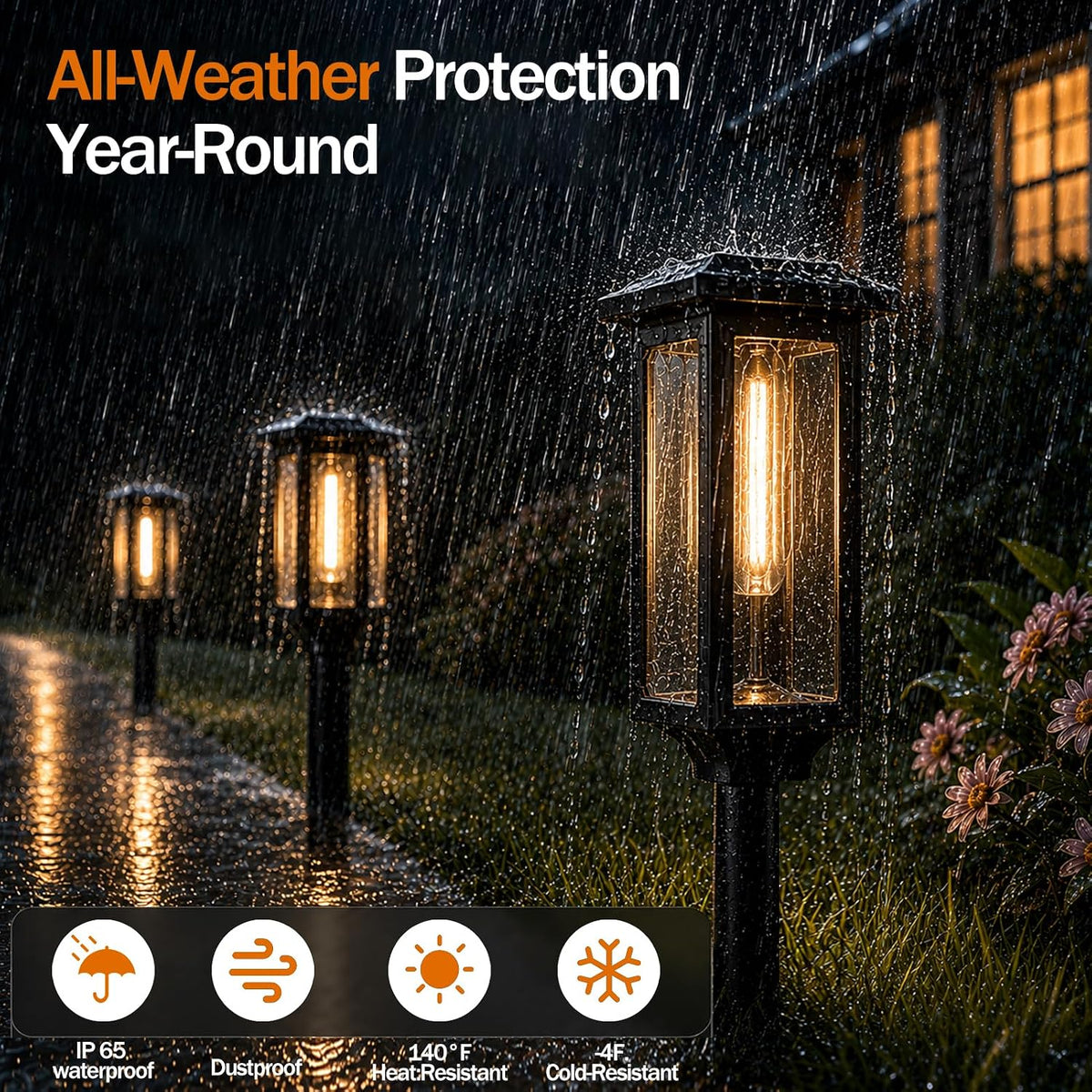 Solar Pathway Lights Outdoor - 8 Pack Garden Lighting
