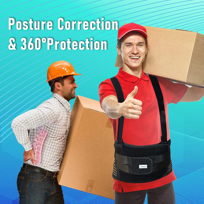 Lower Back Brace with Shoulder Straps | Heavy Lifting Support