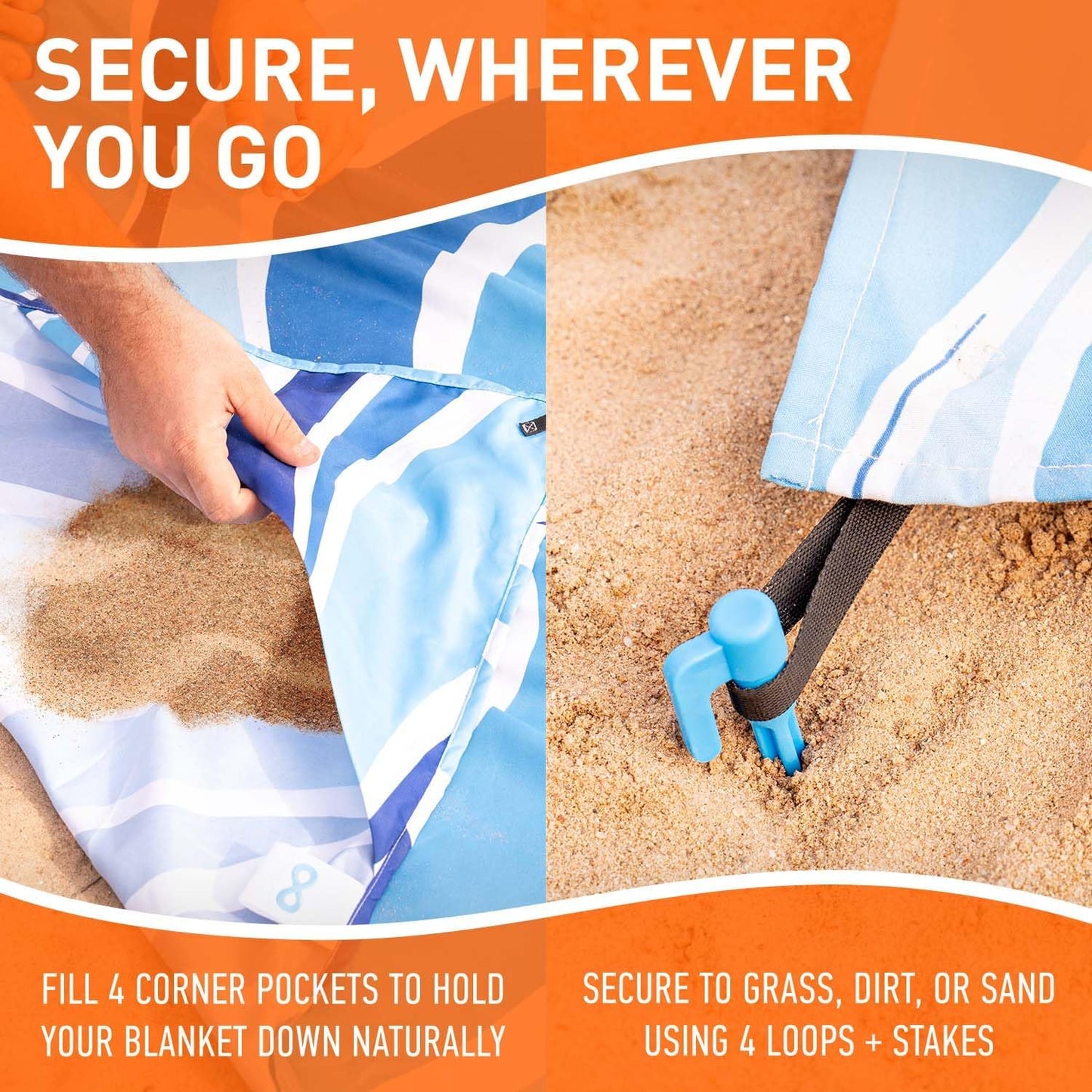 Waterproof Sandproof Beach Blanket 80x80 & 10x9 | Premium Mat