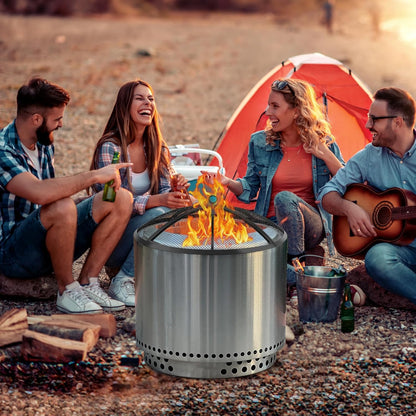 Premium Fire Pit Spark Screen with Handle & Poker | 22-40 Inch
