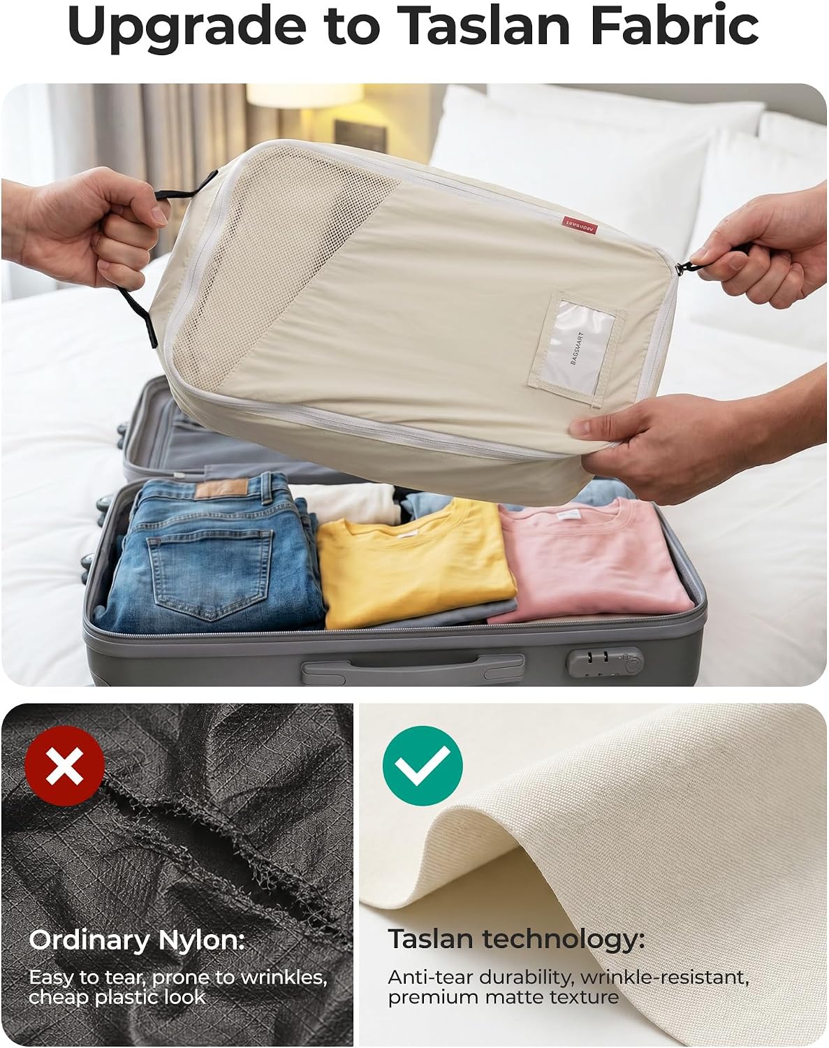 6-Piece Packing Cube Set with Fillable Neck Pillow & Shoe Bag