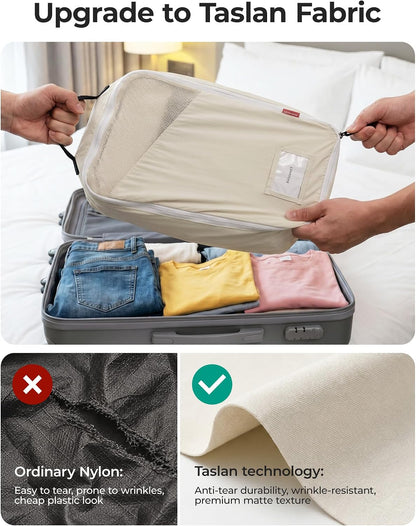 6-Piece Packing Cube Set with Fillable Neck Pillow & Shoe Bag