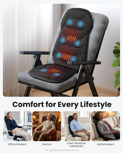 Heated Massage Seat Cushion with Vibration & 8 Nodes