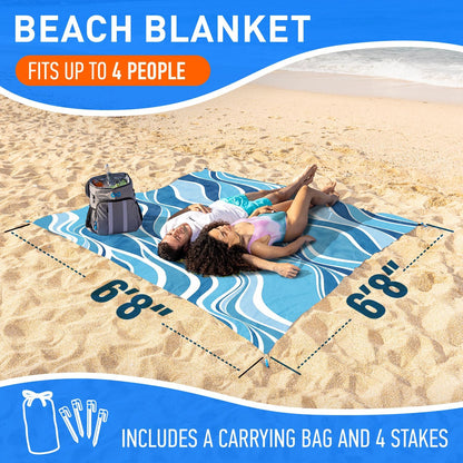 Waterproof Sandproof Beach Blanket 80x80 & 10x9 | Premium Mat