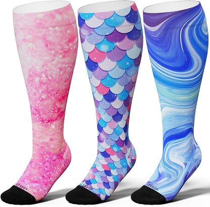 Plus Size Compression Socks 15-20 mmHg Wide Calf Knee High
