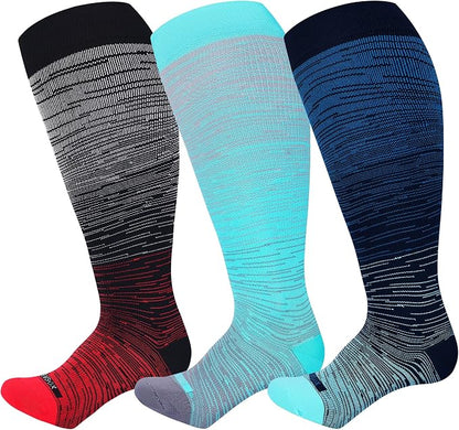 Plus Size Compression Socks 15-20 mmHg Wide Calf Knee High