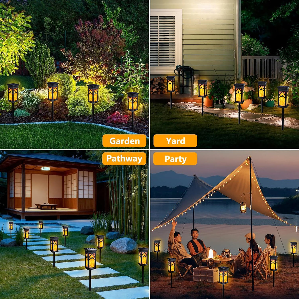Solar Flame Torch Lights - Flickering LED Outdoor Lighting