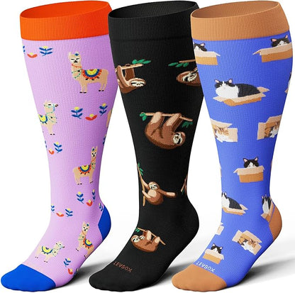 Plus Size Compression Socks 15-20 mmHg Wide Calf Knee High