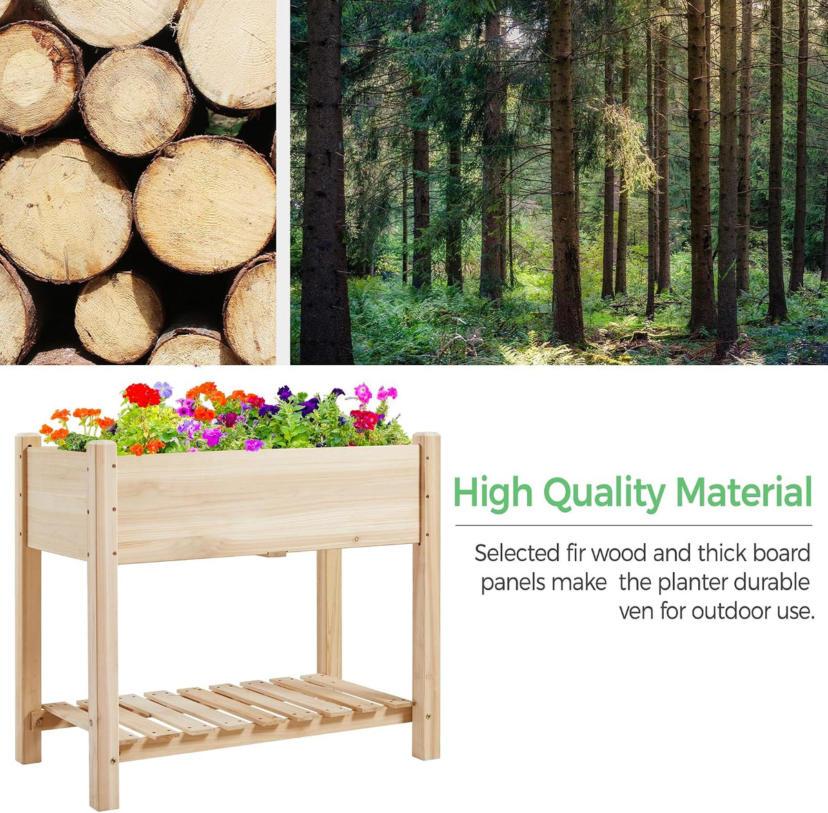 Elevated Wooden Raised Garden Bed with Legs | Multiple Sizes