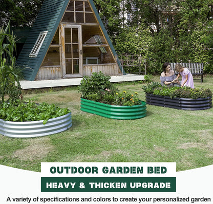 Galvanized Raised Garden Bed Kit - Oval Metal Planter Boxes