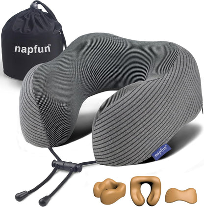 Pure Memory Foam Travel Neck Pillow for Airplane & Flight