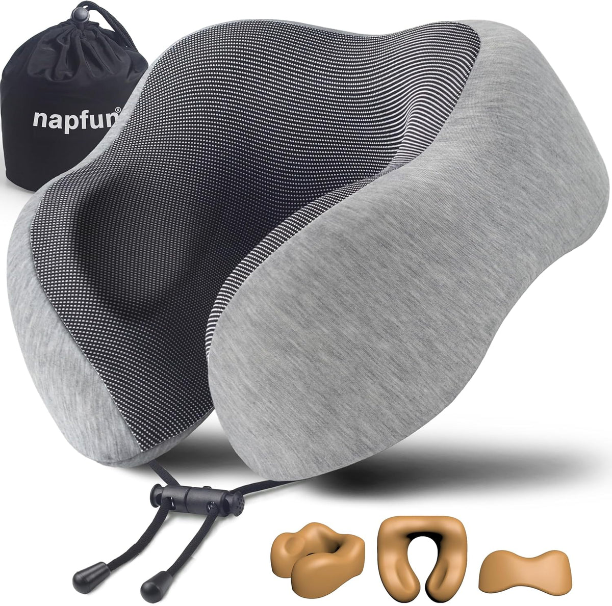 Pure Memory Foam Travel Neck Pillow for Airplane & Flight