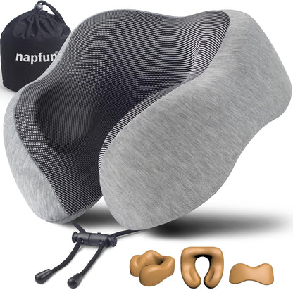 Pure Memory Foam Travel Neck Pillow for Airplane & Flight