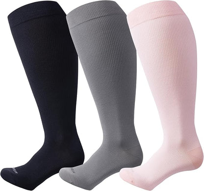 Plus Size Compression Socks 15-20 mmHg Wide Calf Knee High