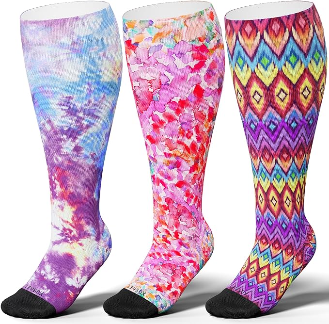 Plus Size Compression Socks 15-20 mmHg Wide Calf Knee High