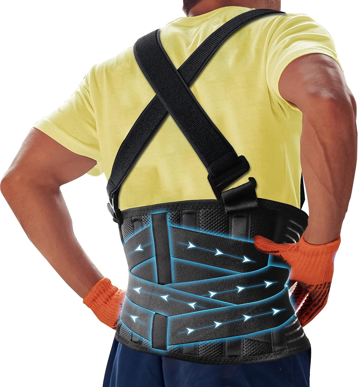 Lower Back Brace with Shoulder Straps | Heavy Lifting Support
