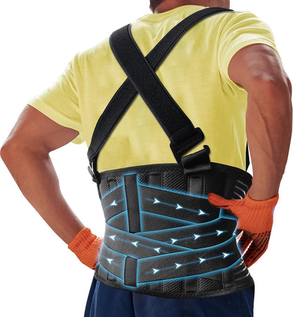 Lower Back Brace with Shoulder Straps | Heavy Lifting Support