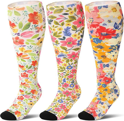 Plus Size Compression Socks 15-20 mmHg Wide Calf Knee High