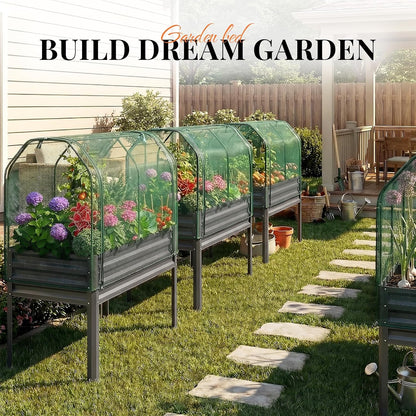 Elevated Garden Bed with Legs & Protective Netting 48x24x56 in