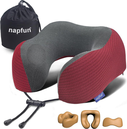 Pure Memory Foam Travel Neck Pillow for Airplane & Flight