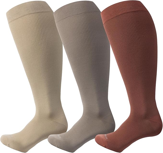 Plus Size Compression Socks 15-20 mmHg Wide Calf Knee High