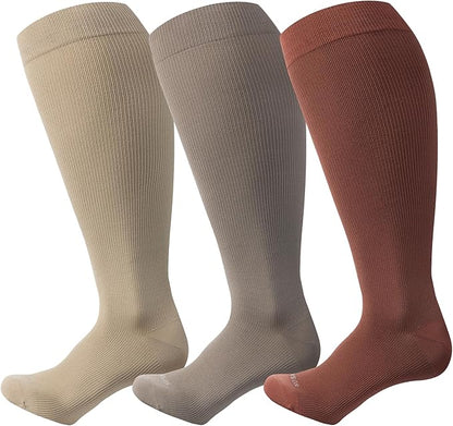 Plus Size Compression Socks 15-20 mmHg Wide Calf Knee High