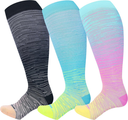 Plus Size Compression Socks 15-20 mmHg Wide Calf Knee High