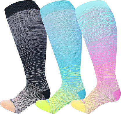Plus Size Compression Socks 15-20 mmHg Wide Calf Knee High