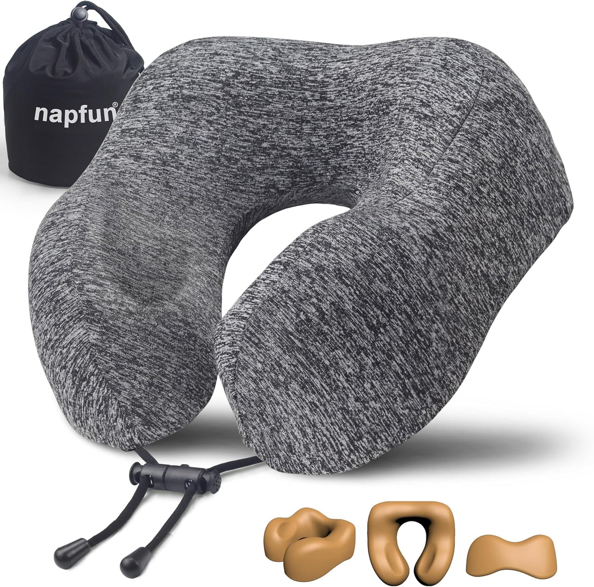 Pure Memory Foam Travel Neck Pillow for Airplane & Flight