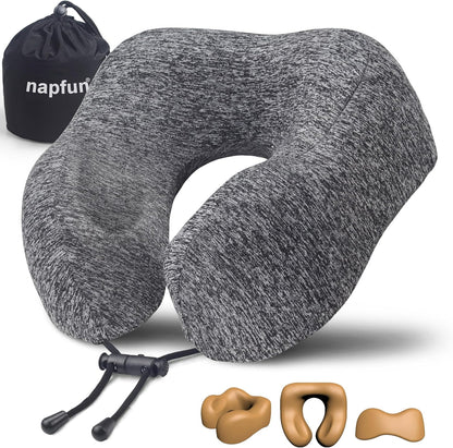 Pure Memory Foam Travel Neck Pillow for Airplane & Flight