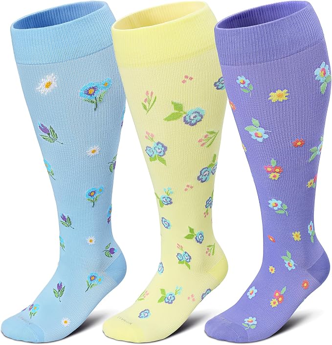 Plus Size Compression Socks 15-20 mmHg Wide Calf Knee High