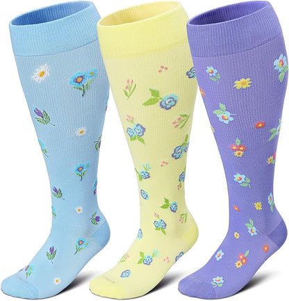 Plus Size Compression Socks 15-20 mmHg Wide Calf Knee High