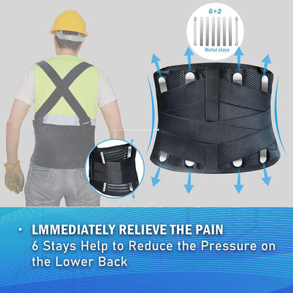 Lower Back Brace with Shoulder Straps | Heavy Lifting Support