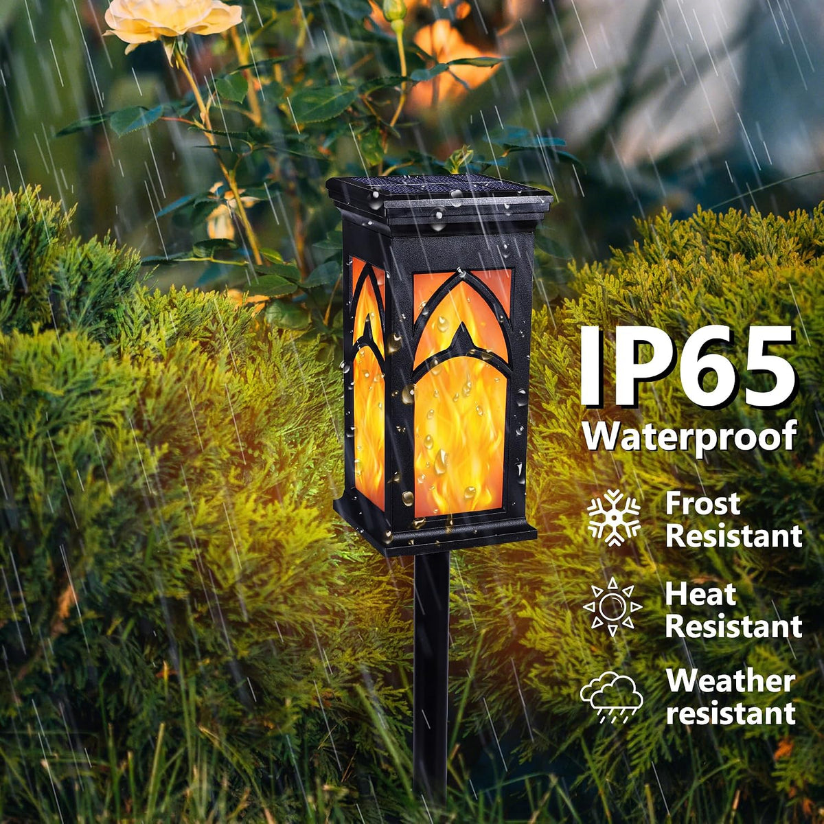 Solar Flame Torch Lights - Flickering LED Outdoor Lighting
