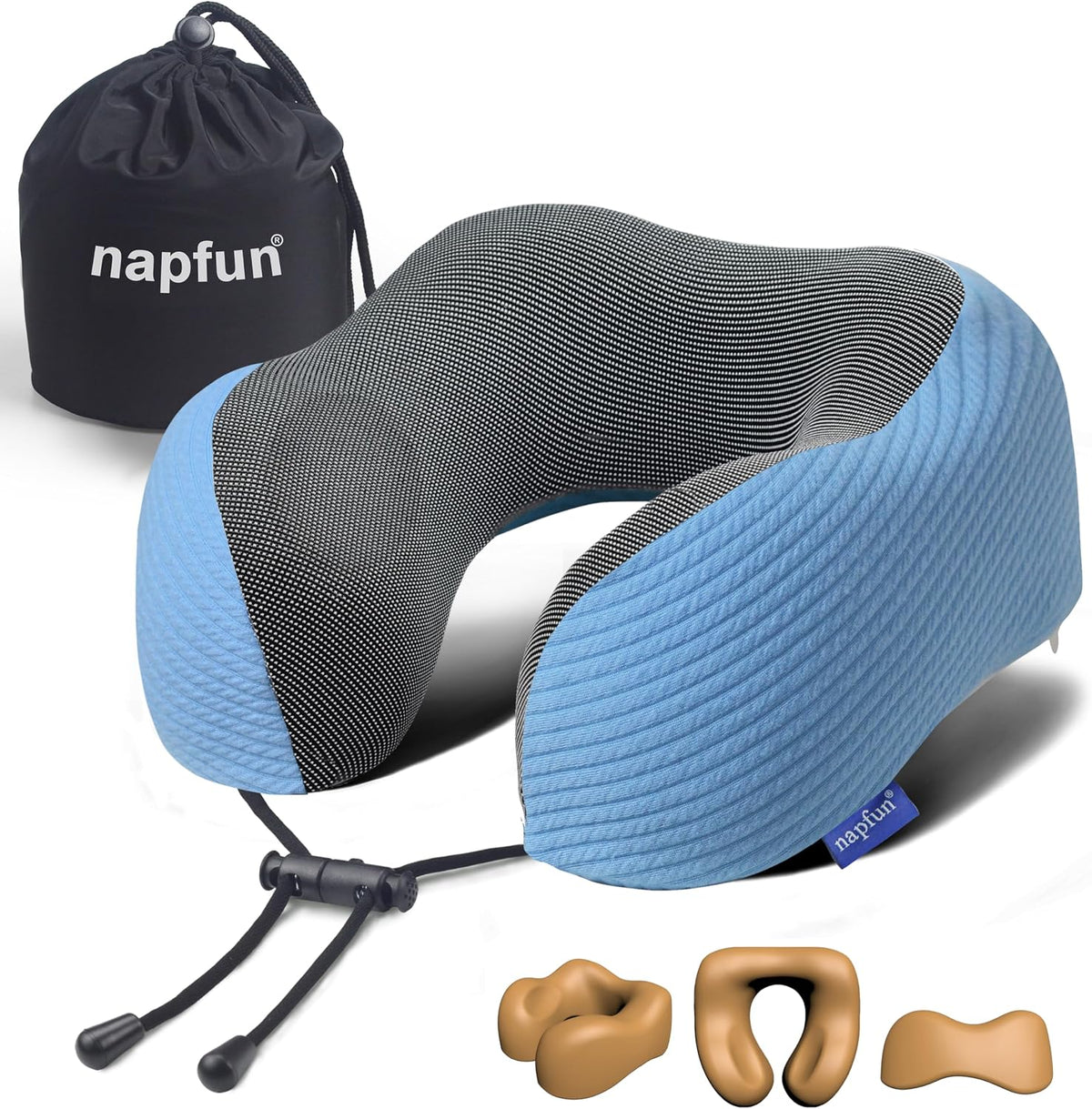 Pure Memory Foam Travel Neck Pillow for Airplane & Flight
