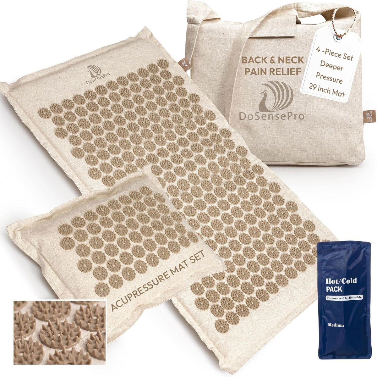 Acupressure Mat & Pillow Set with Hot/Cold Pack - 4-in-1