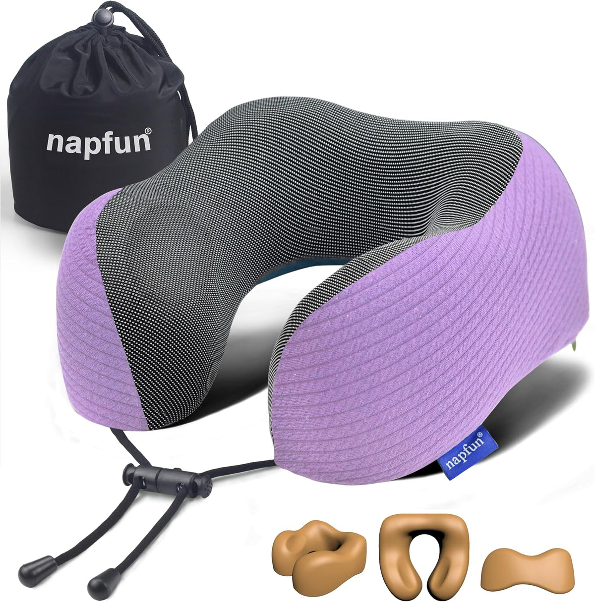 Pure Memory Foam Travel Neck Pillow for Airplane & Flight