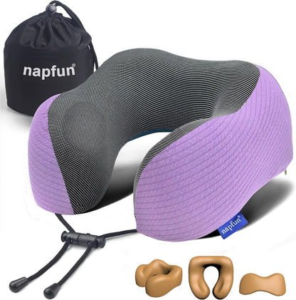 Pure Memory Foam Travel Neck Pillow for Airplane & Flight